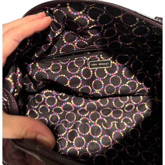 Women's Vera Bradley Quilted Burgundy Patent Leather Duffle Doctor Bag, GUC - Picture 6 of 9